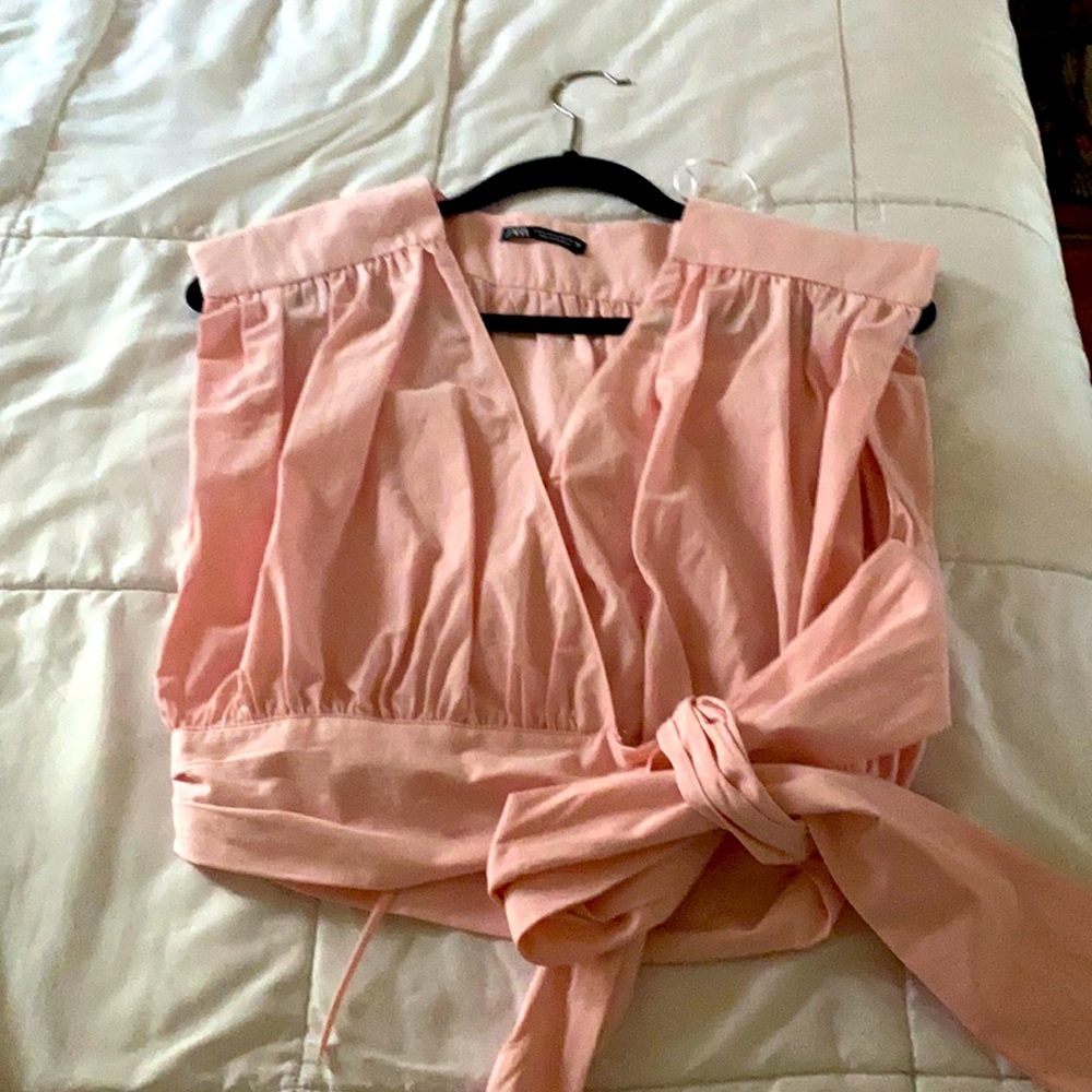 ZARA pink wrap top